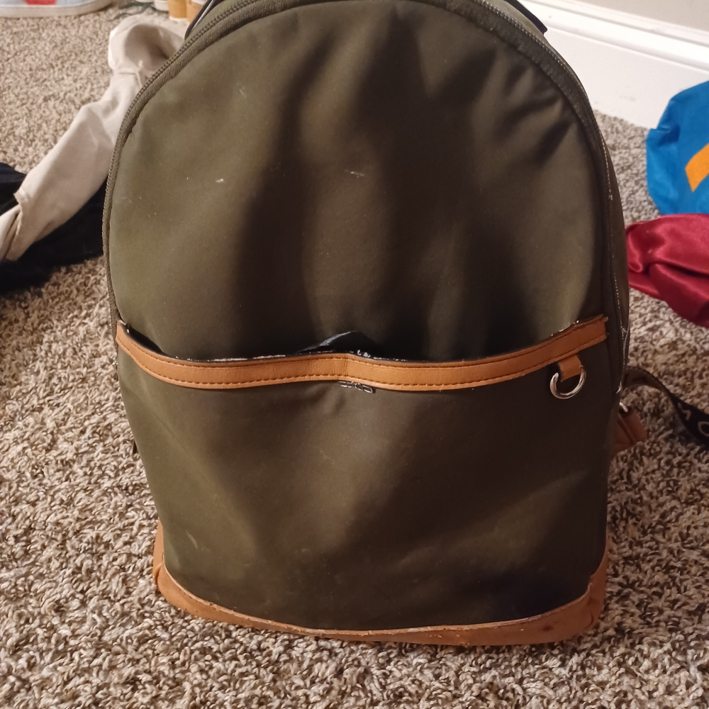 Tommy Hilfiger Olive and Tan Backpack